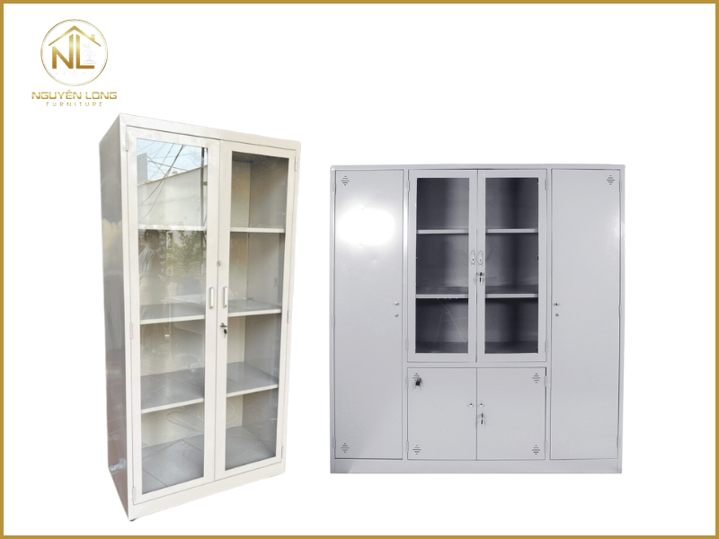 Tủ hồ sơ sắt 2 cánh kính hiện đại
